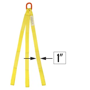 1"x14' (2 ply) Triple Leg Nylon Sling w/ Master Link & Sewn Loop