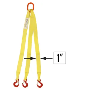 1"x16' (2 ply) Triple Leg Nylon Sling w/ Master Link & Sling Hook