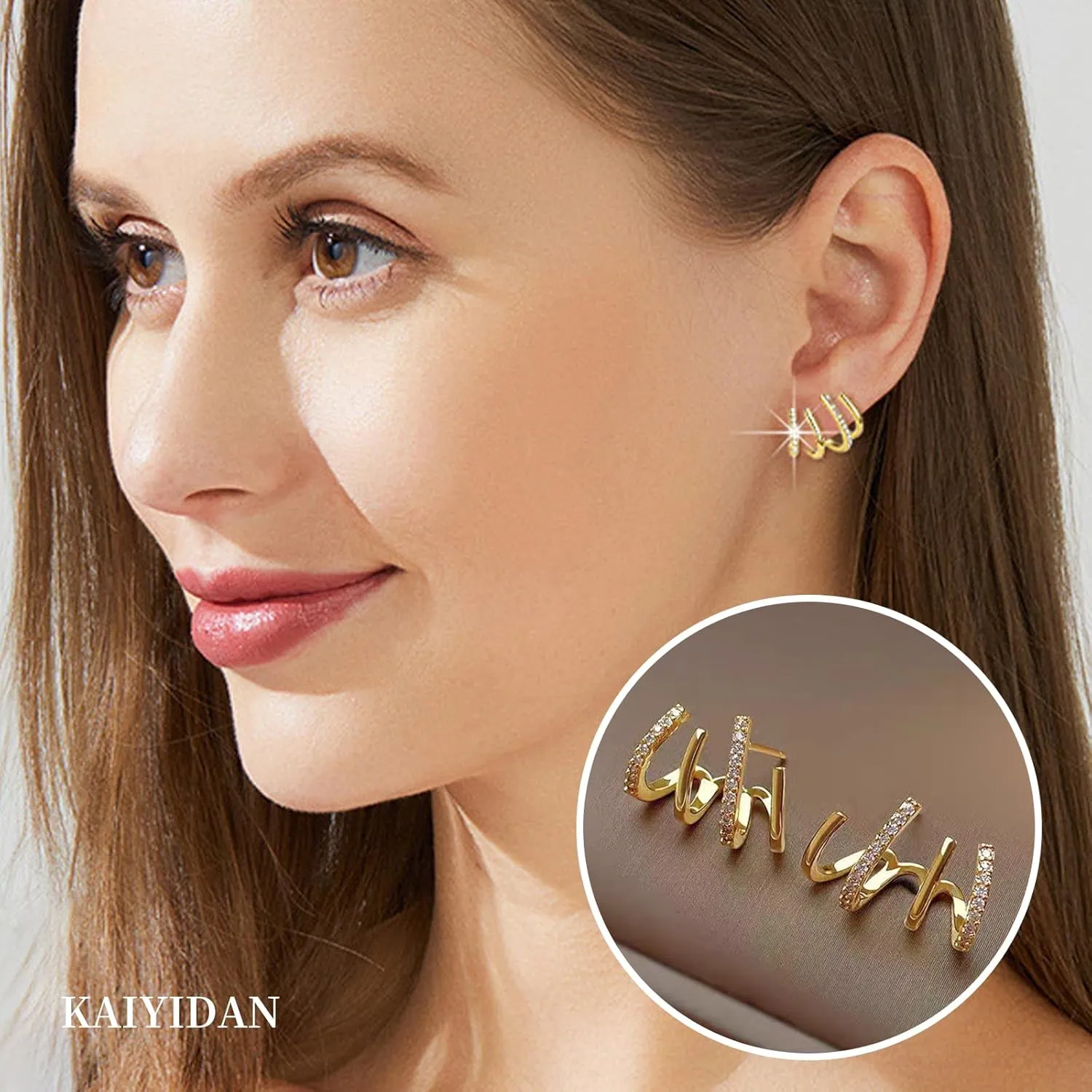 2 Pairs Gold/Silver Hoop Earrings For Women Men Set Trendy,18K Gold Plated Big/Large/Small/thin/Thick/ Chunky Zircon Huggie Hoop Earings,Western Turquoise Gemstone Dangle Hoops,Oval Twisted Statement CZ Geometric Drop Hoops,Fashion Jewelry Gift.