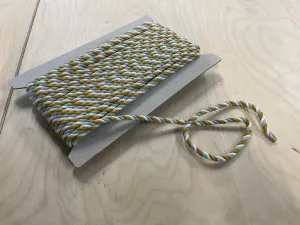 6mm Grey/Natural and Gold Drawstring Cord