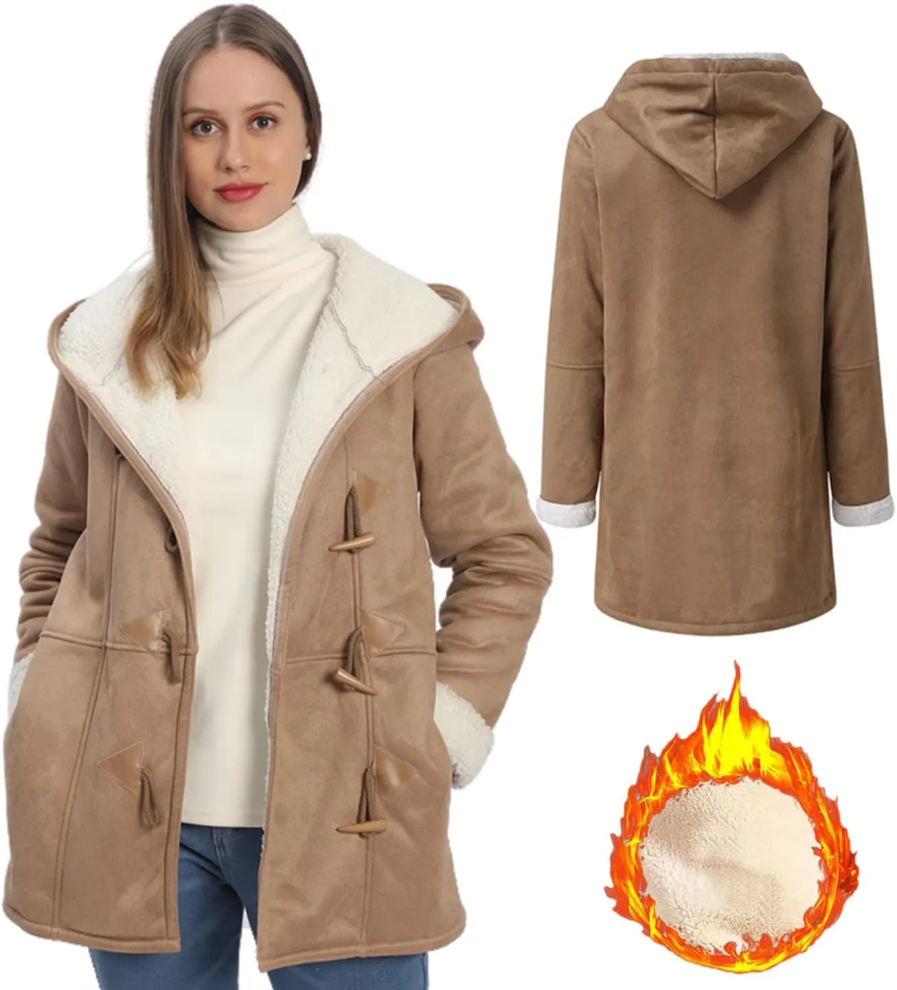 AI'MOURI Sherpa Fleece Outerwear Overcoat Women