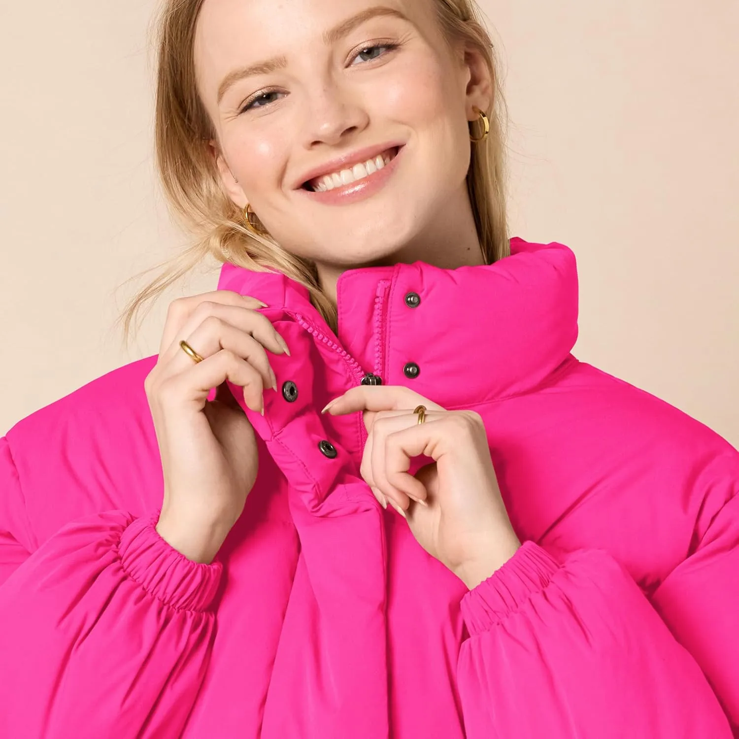 Amazon Essentials Women's Cropped Full-Zip Puffer Jacket (Quilted Matte or Sherpa Fleece)