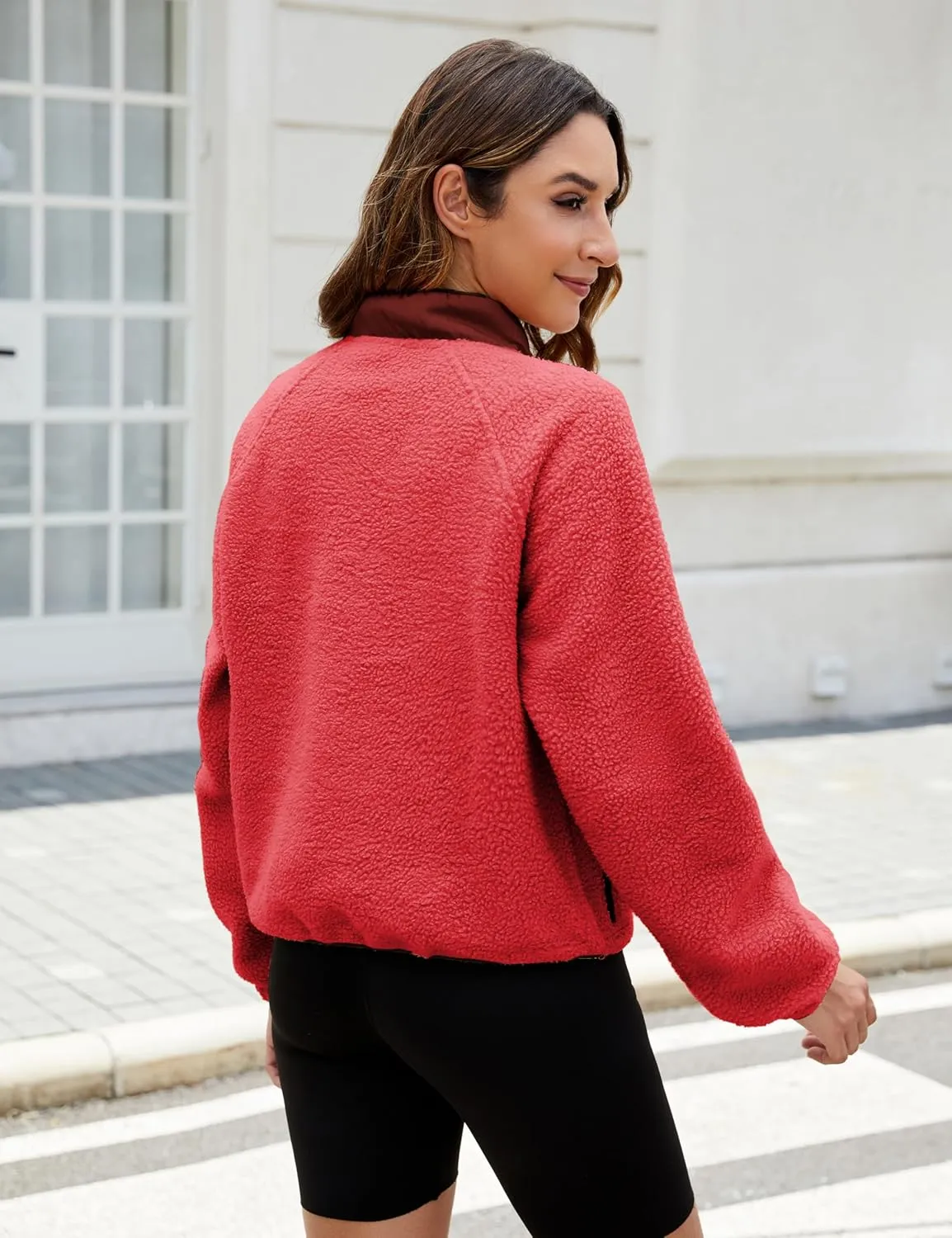 AMEBELLE Womens Lightweight Fleece Pullover Jacket Cropped Fall Winter Fuzzy Sherpa Jacket Sweatshirt Coat with Pockets