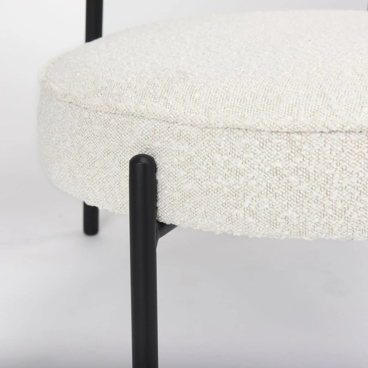 Amelia Accent Chair Cream Bouclé Fabric |  | Black Metal