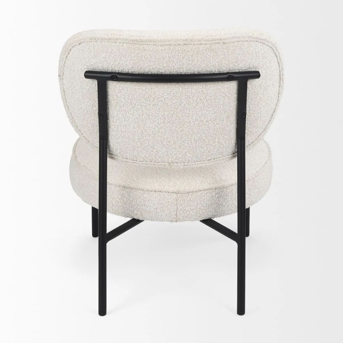 Amelia Accent Chair Cream Bouclé Fabric |  | Black Metal