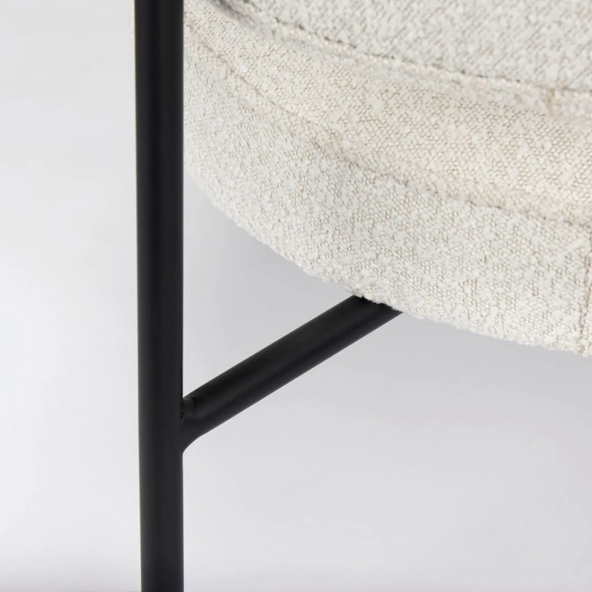 Amelia Accent Chair Cream Bouclé Fabric |  | Black Metal