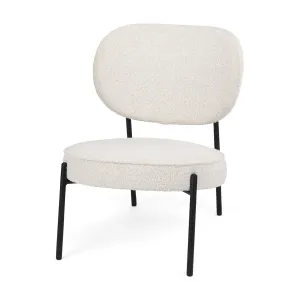 Amelia Accent Chair Cream Bouclé Fabric |  | Black Metal