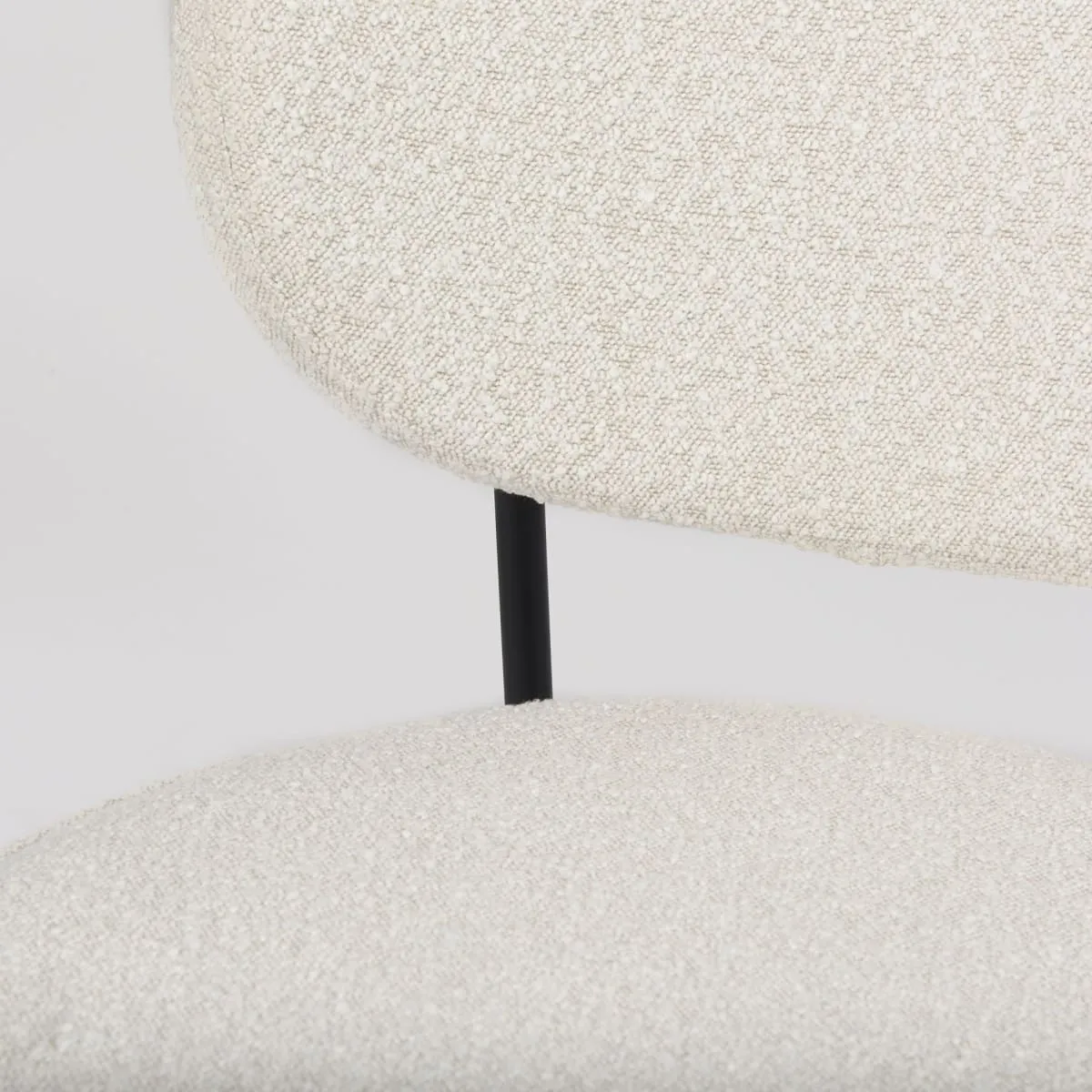 Amelia Accent Chair Cream Bouclé Fabric |  | Black Metal