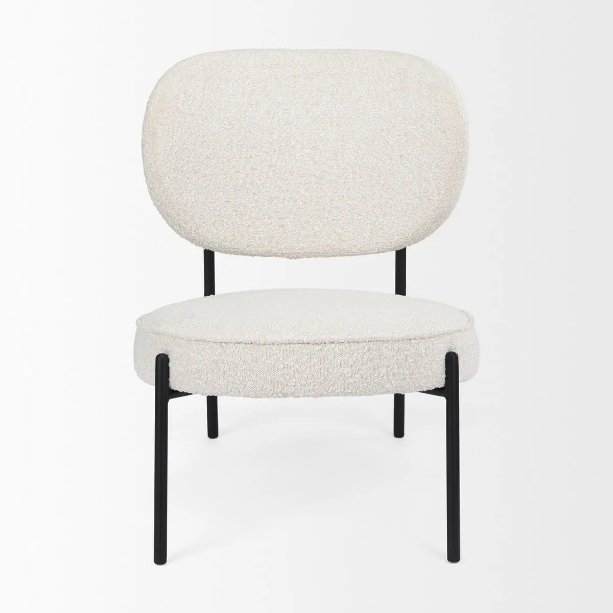 Amelia Accent Chair Cream Bouclé Fabric |  | Black Metal