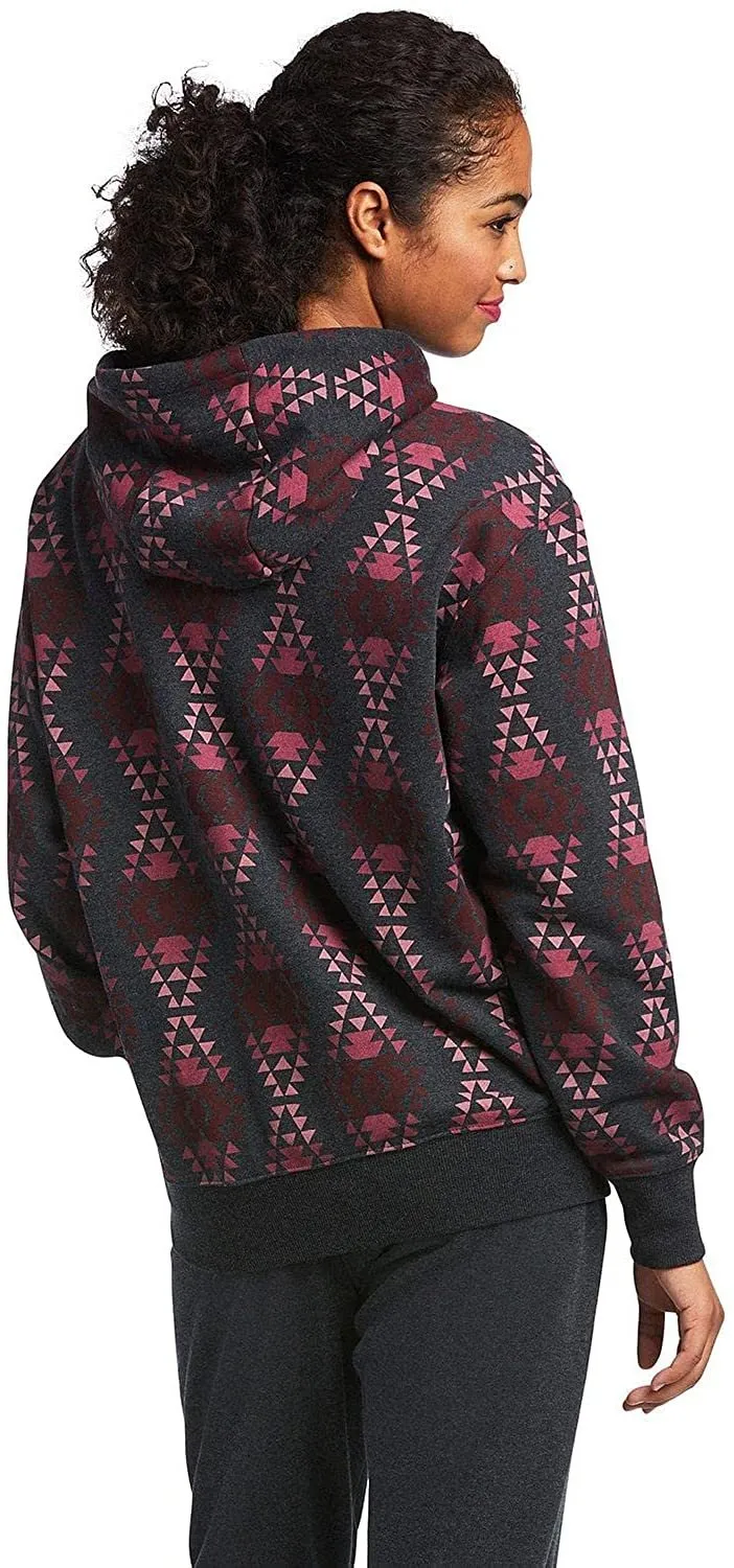Ariat Women's REAL Diamondback Printed Sweatshirt, Heather Charcoal
