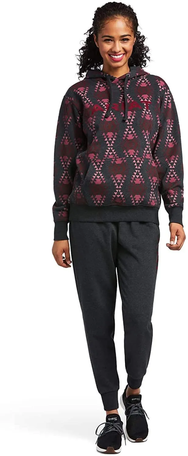 Ariat Women's REAL Diamondback Printed Sweatshirt, Heather Charcoal