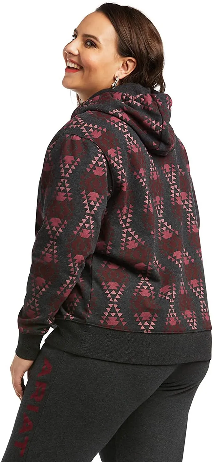 Ariat Women's REAL Diamondback Printed Sweatshirt, Heather Charcoal