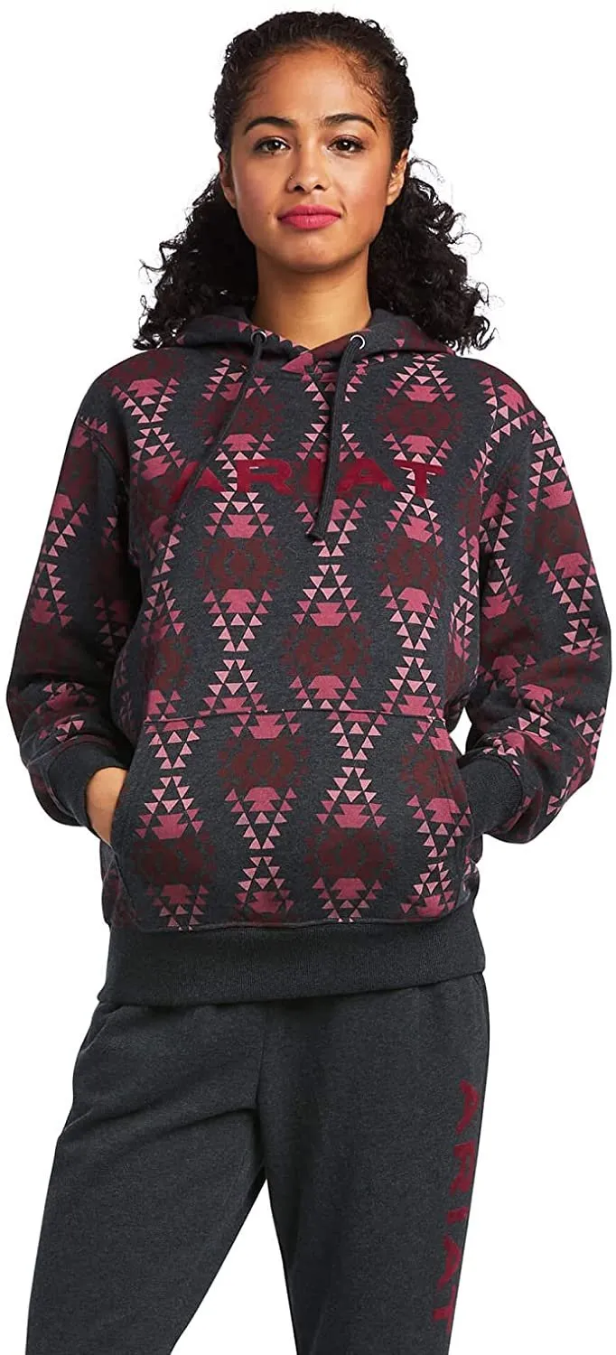 Ariat Women's REAL Diamondback Printed Sweatshirt, Heather Charcoal