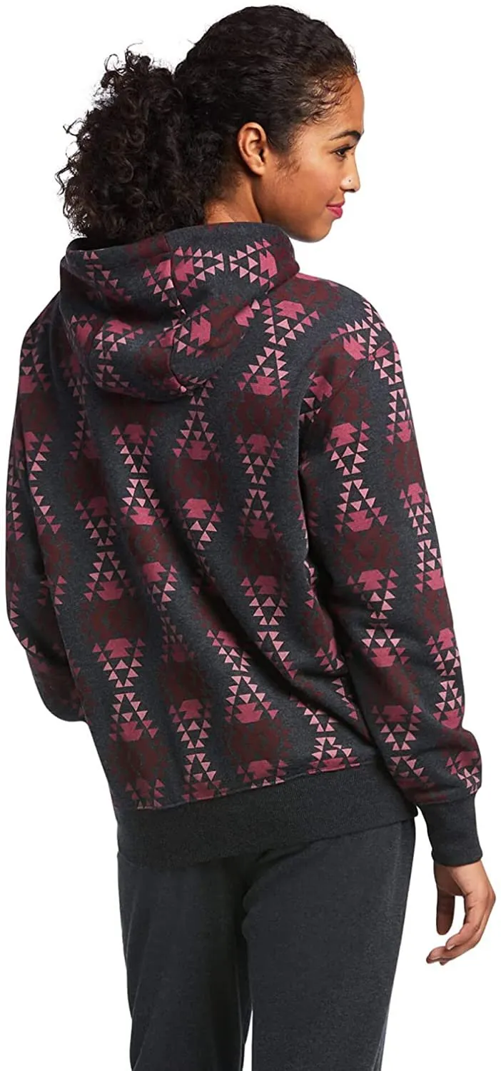 Ariat Women's REAL Diamondback Printed Sweatshirt, Heather Charcoal