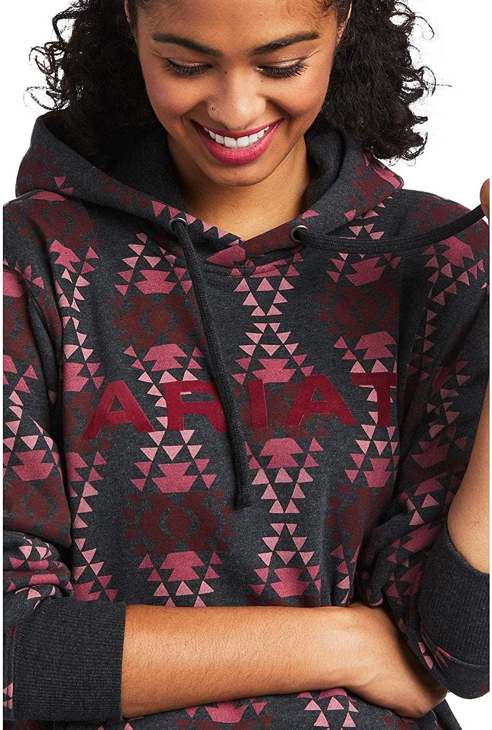 Ariat Women's REAL Diamondback Printed Sweatshirt, Heather Charcoal