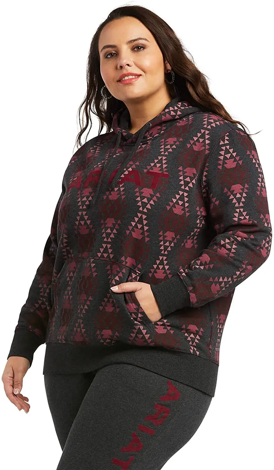 Ariat Women's REAL Diamondback Printed Sweatshirt, Heather Charcoal