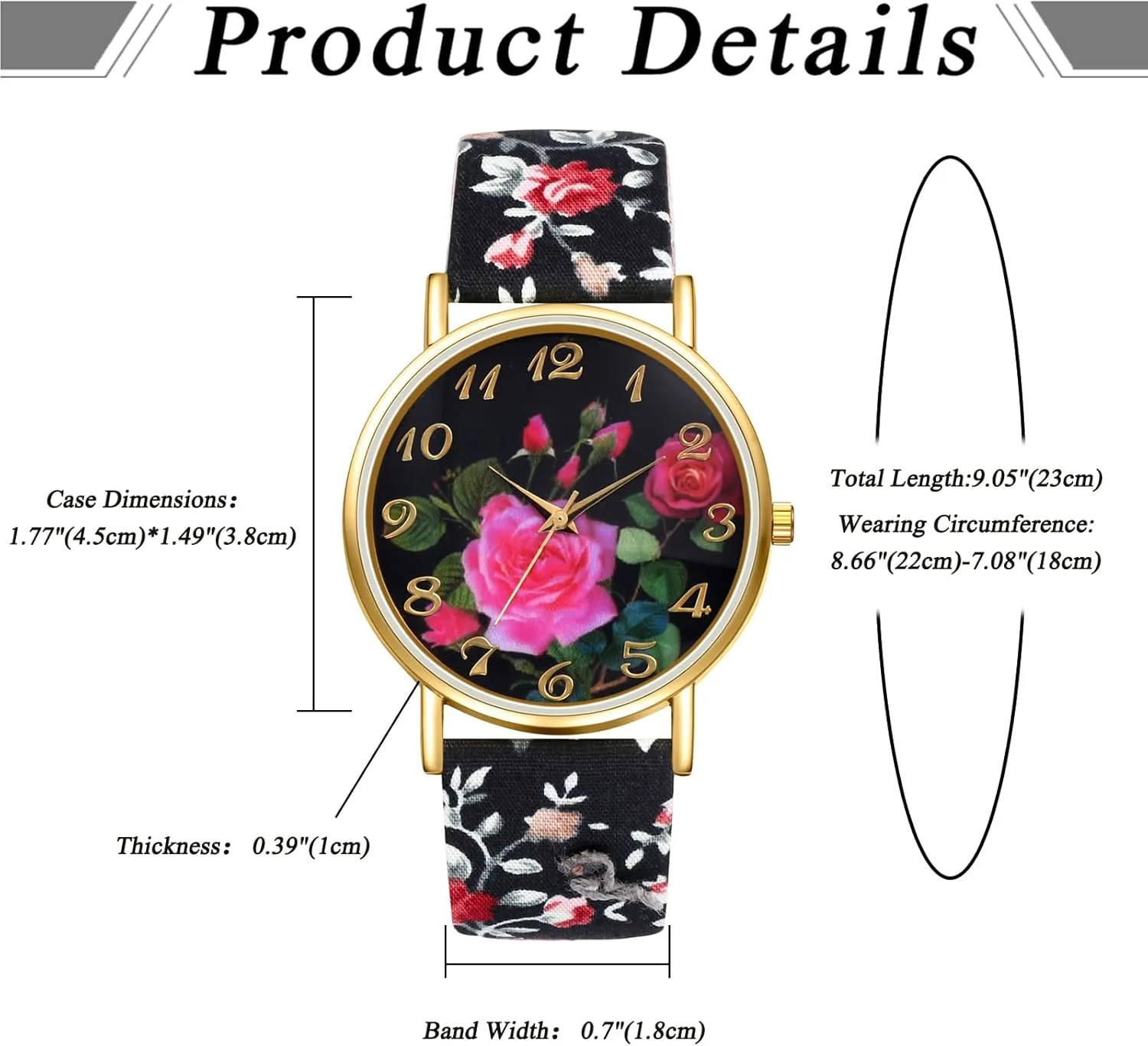 Avaner Women's Leather Wrist Watches Boho Floral Printed Analog Quartz Watches
