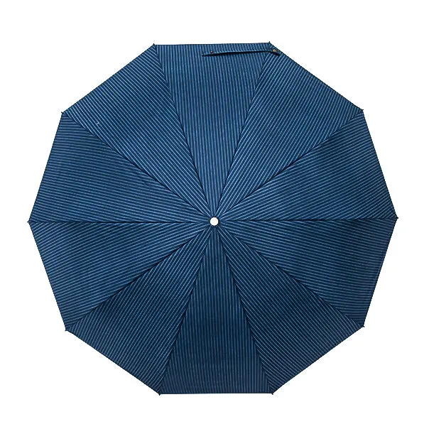 Blue Striped Folding Windproof Umbrella
