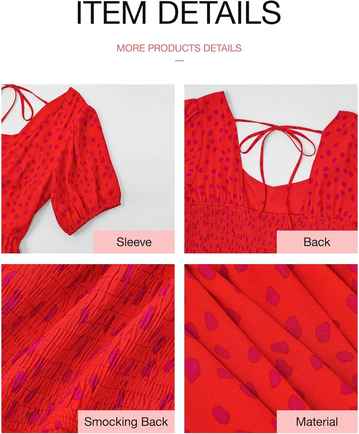 BTFBM Women's Boho Summer Dresses Short Sleeve Floral Print Smocked Tie Back Tiered A-Line Flowy Cruise Vacation Dress
