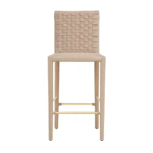 Burbank Natural Robe Bar Stool with Antique Brass Detail