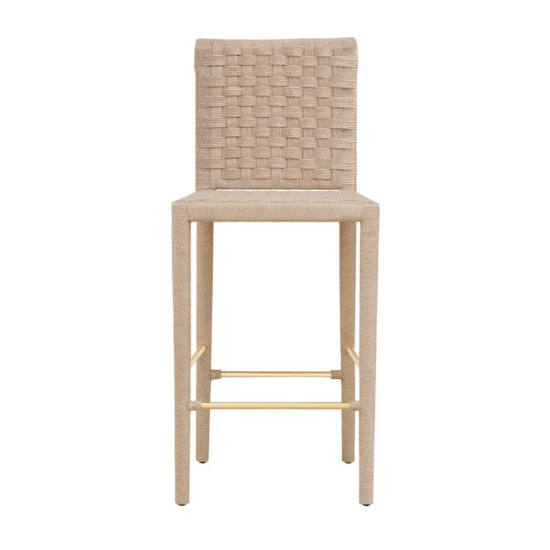 Burbank Natural Robe Bar Stool with Antique Brass Detail