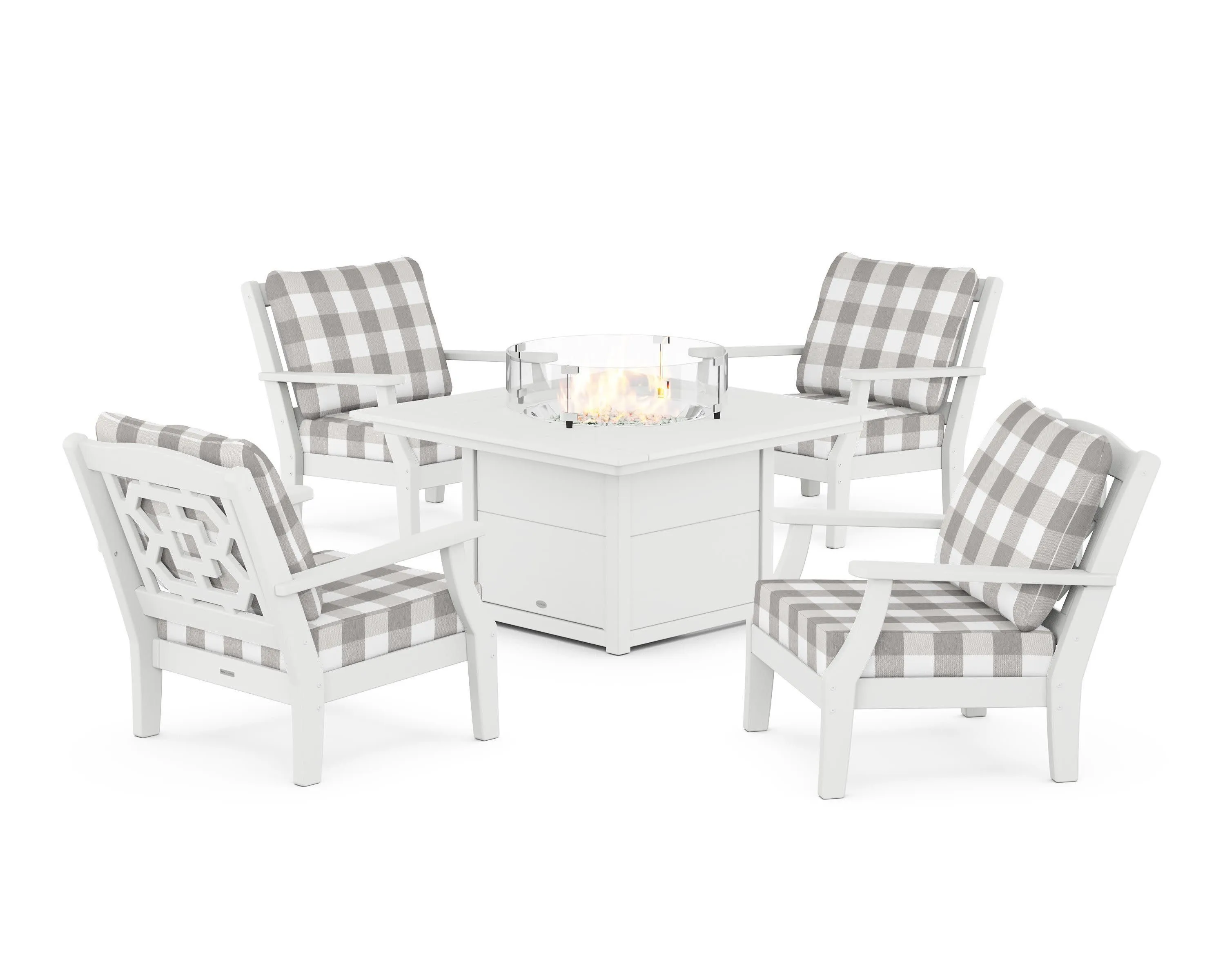 Chinoiserie 5-Piece Deep Seating Set with Fire Pit Table