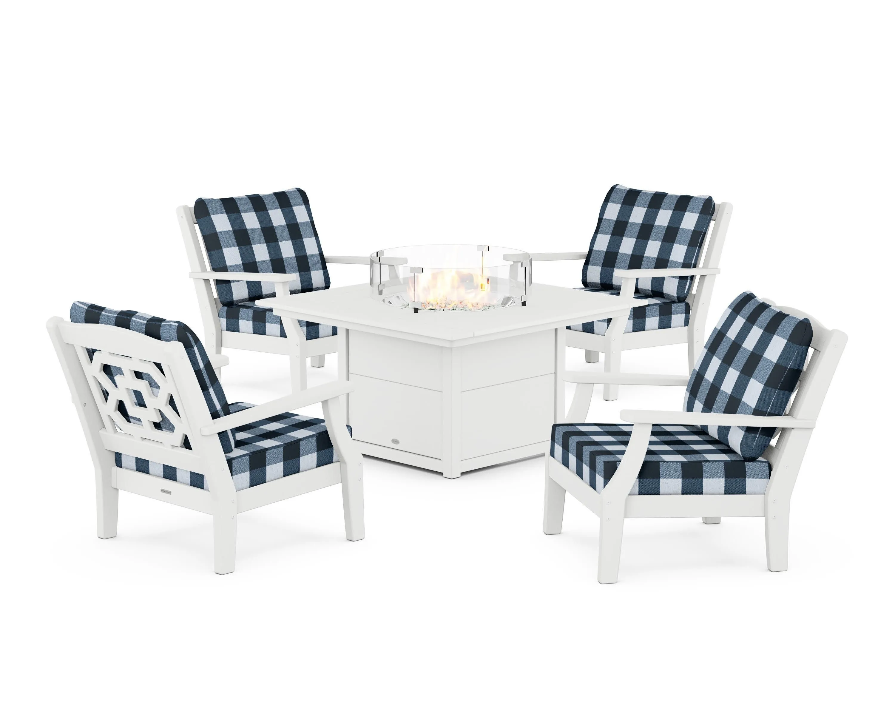 Chinoiserie 5-Piece Deep Seating Set with Fire Pit Table