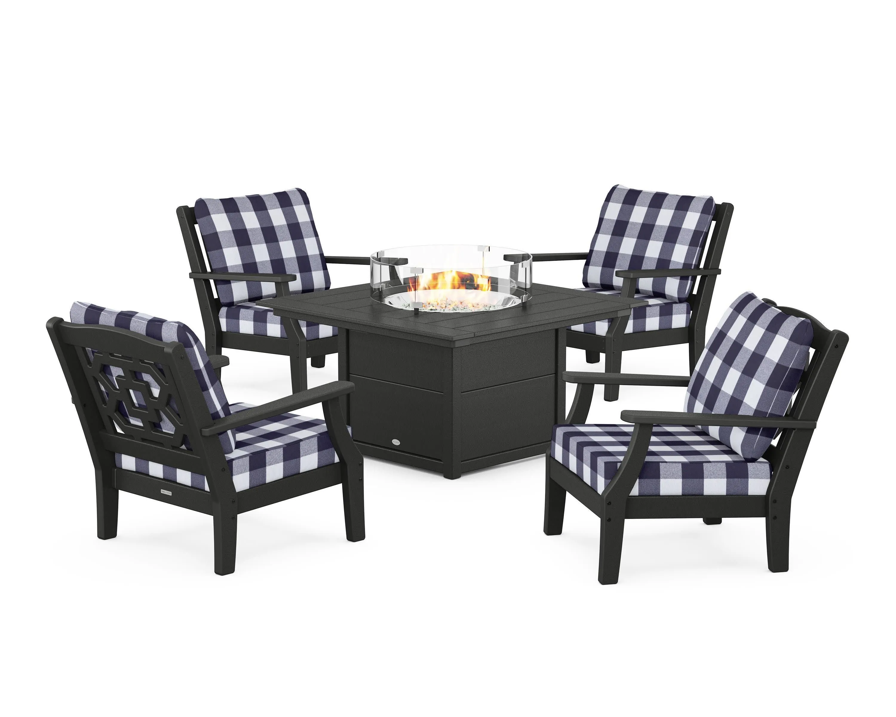 Chinoiserie 5-Piece Deep Seating Set with Fire Pit Table