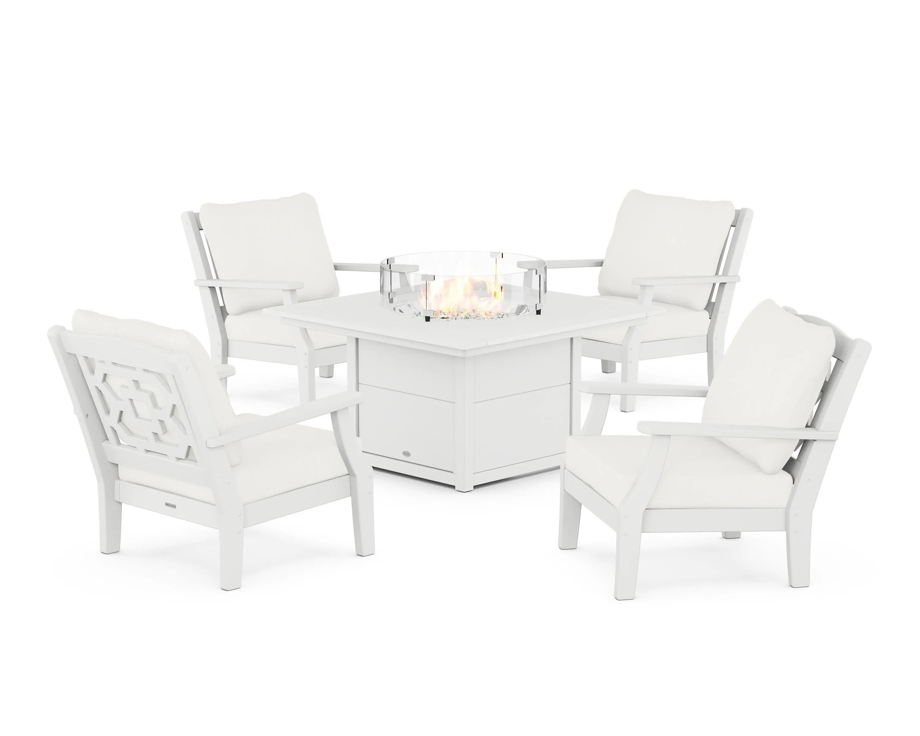 Chinoiserie 5-Piece Deep Seating Set with Fire Pit Table