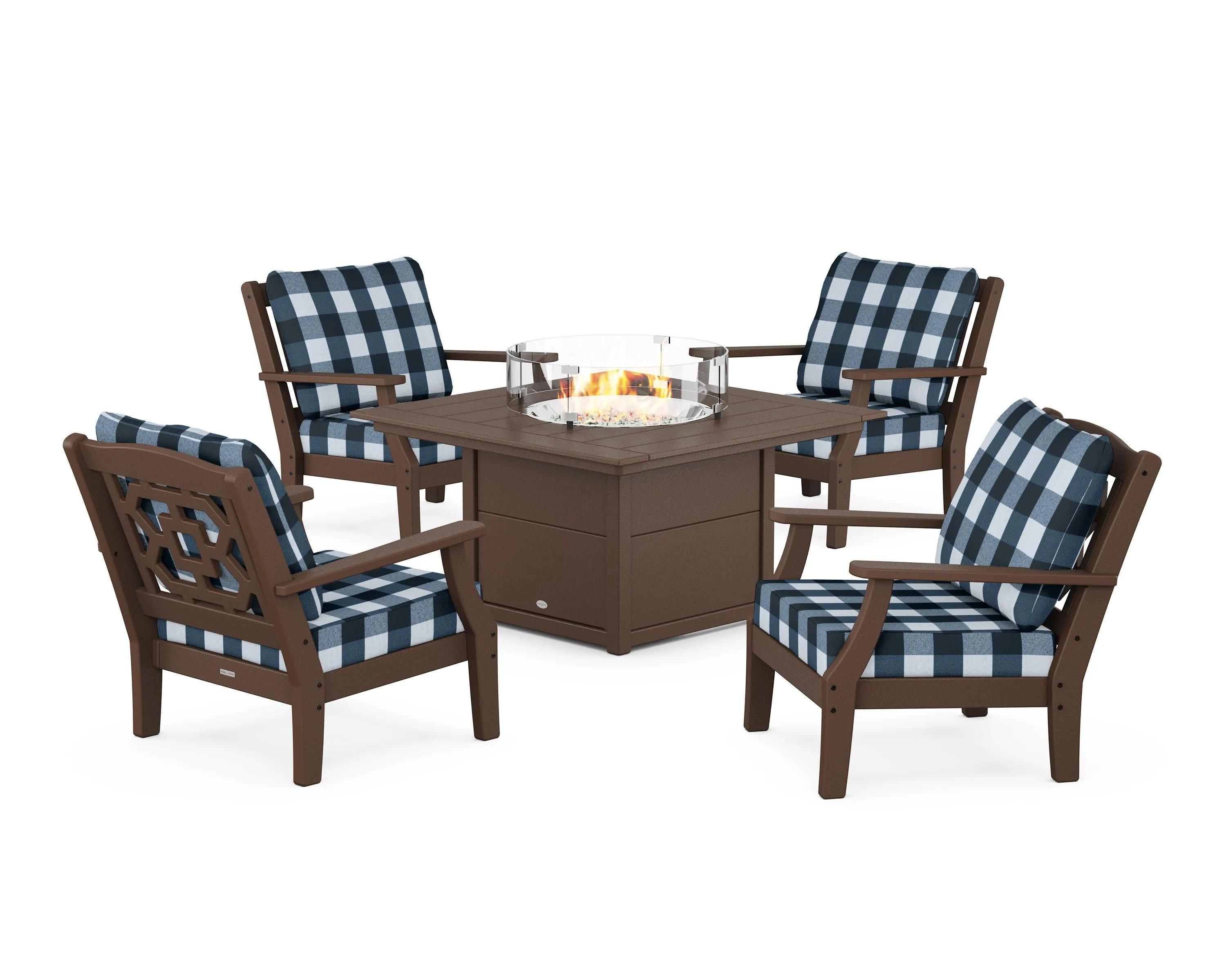 Chinoiserie 5-Piece Deep Seating Set with Fire Pit Table
