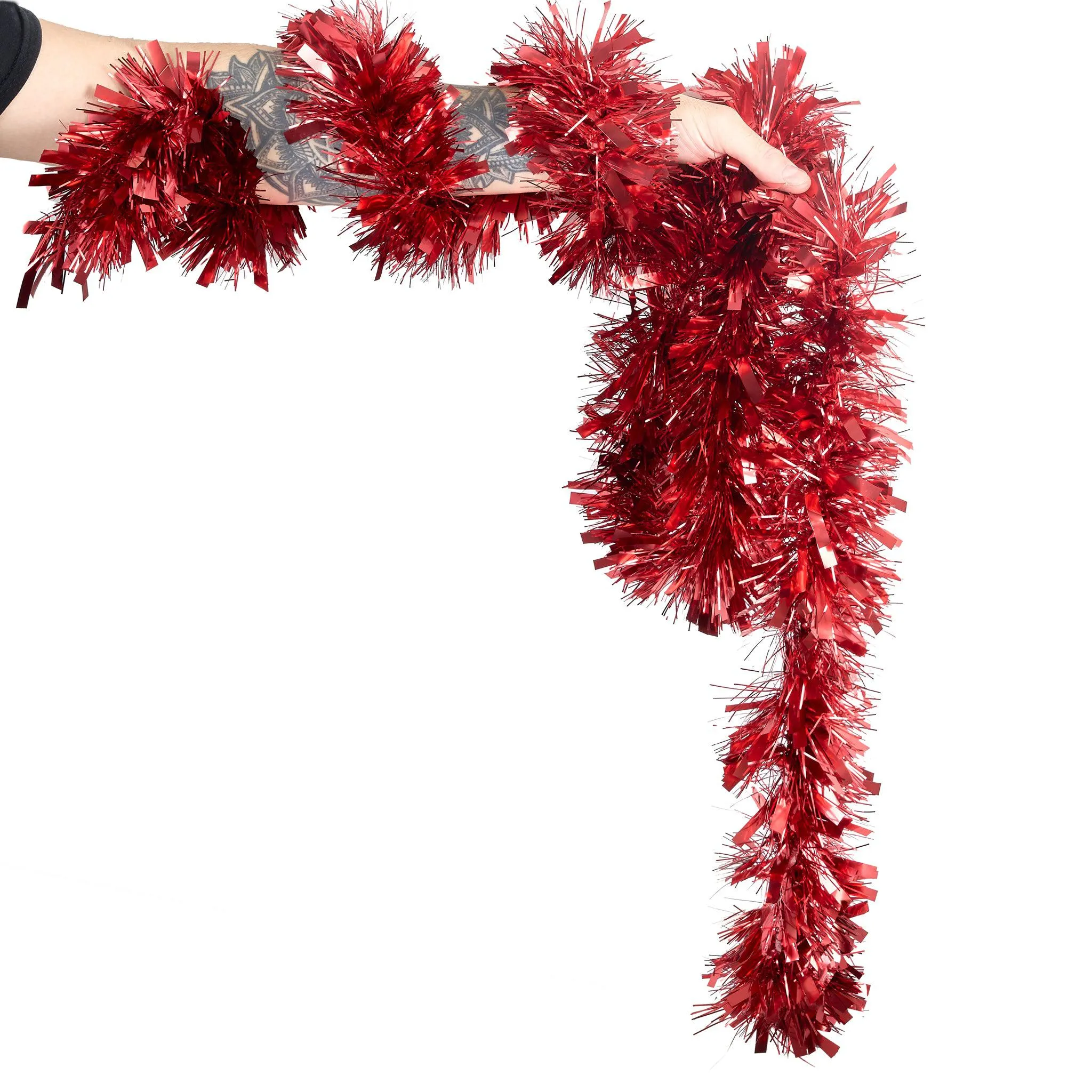 Christmas Red Tinsel Thick - 2M (Single or Pack of 5)