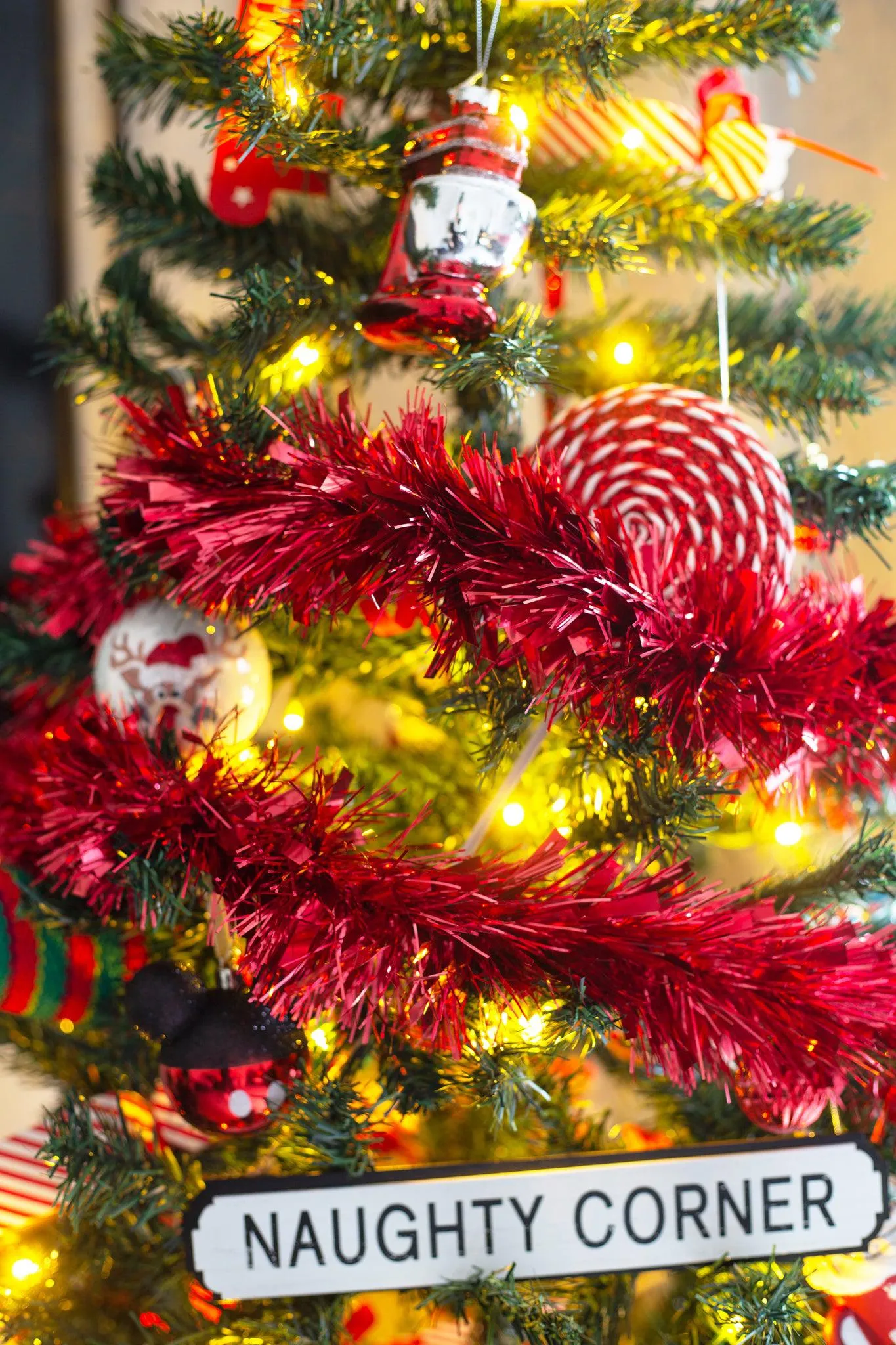Christmas Red Tinsel Thick - 2M (Single or Pack of 5)