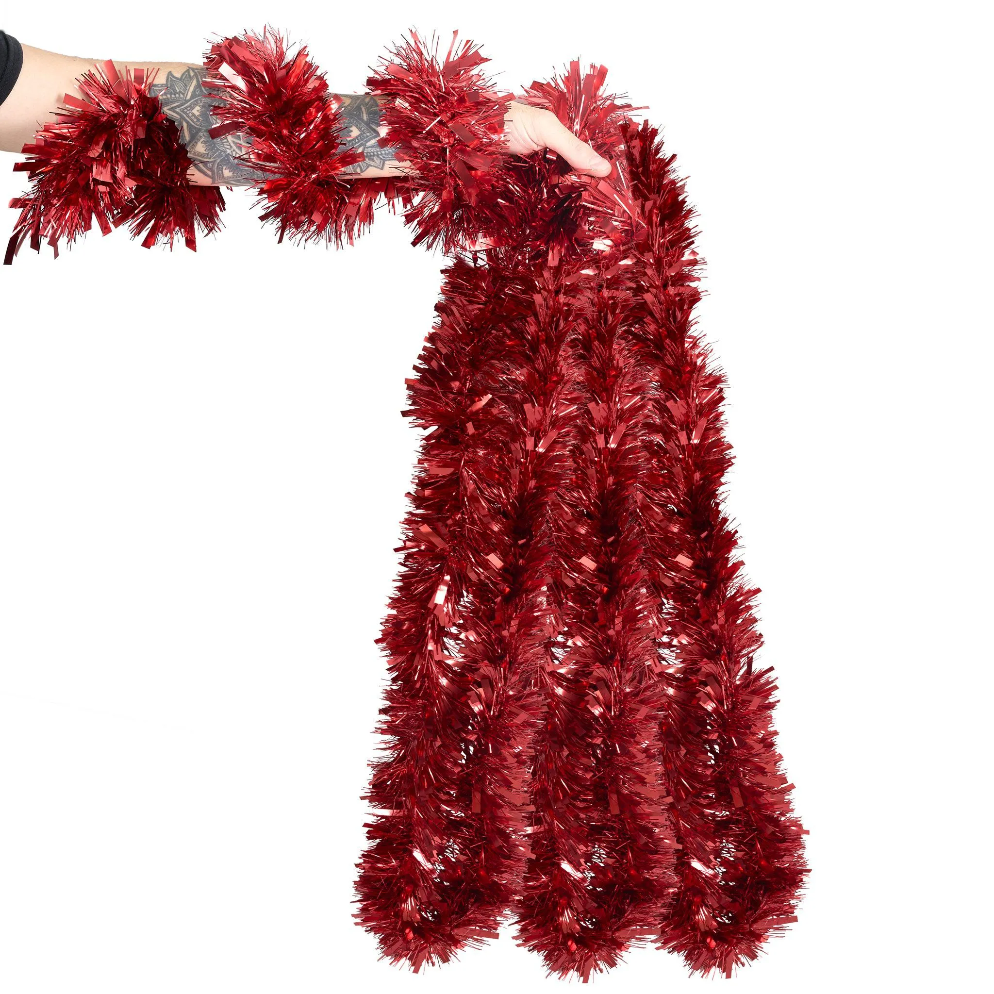 Christmas Red Tinsel Thick - 2M (Single or Pack of 5)