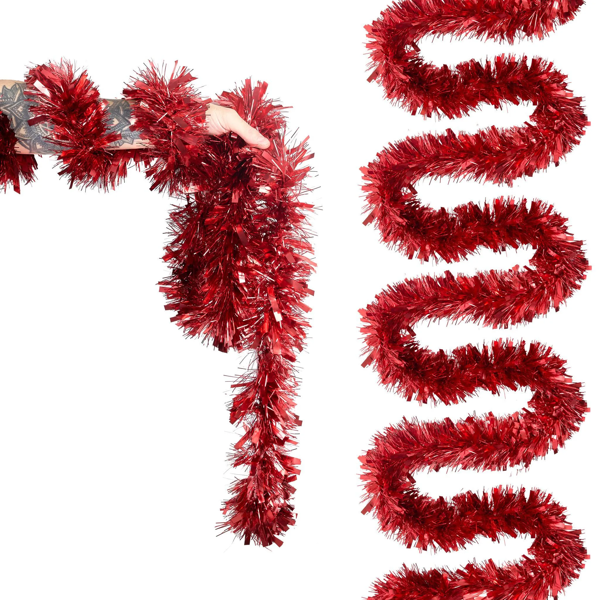 Christmas Red Tinsel Thick - 2M (Single or Pack of 5)
