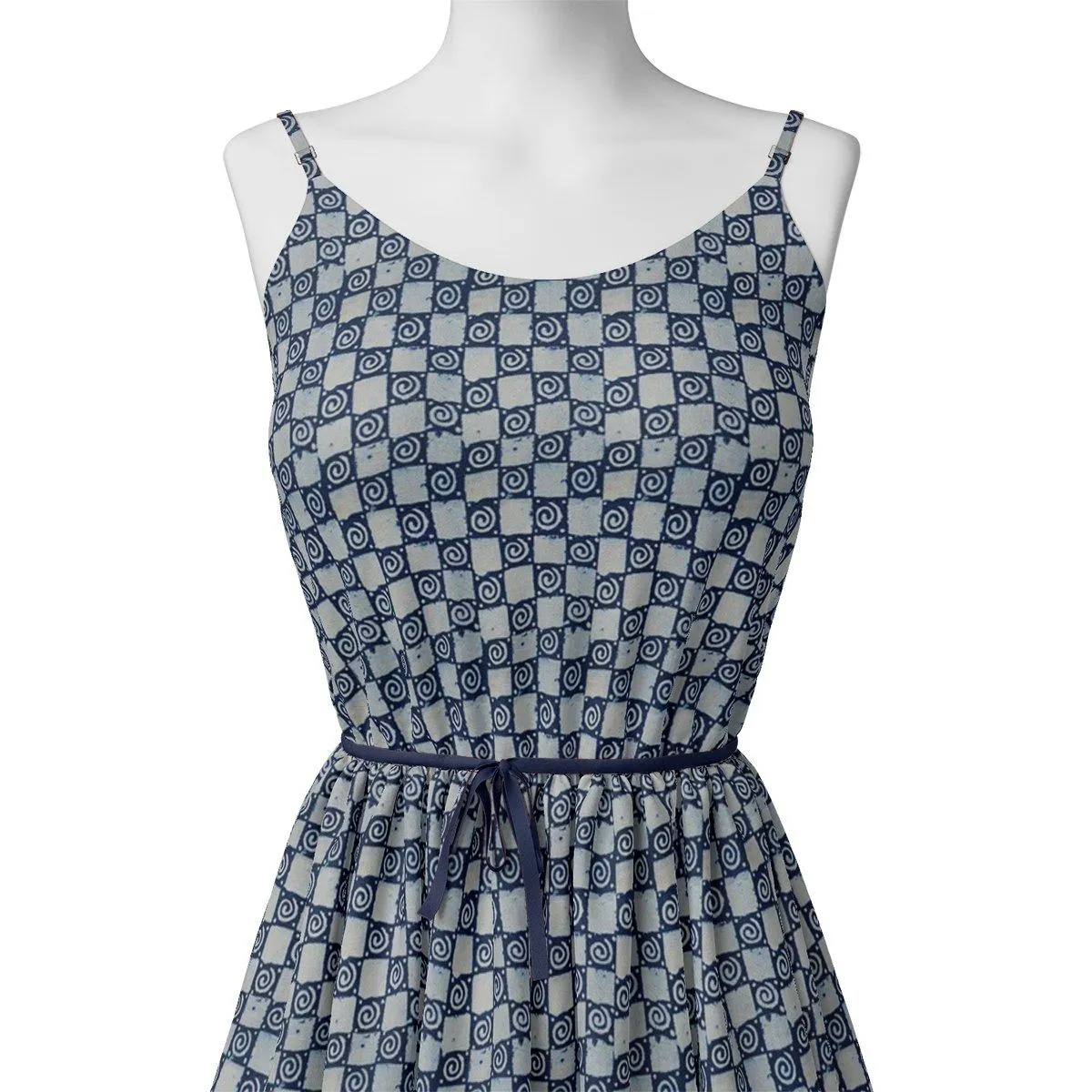 Classic Round With Checks Digital Printed Fabric - Rayon