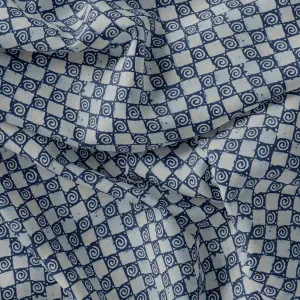 Classic Round With Checks Digital Printed Fabric - Rayon