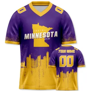 Custom Football Jersey Minnesota Vikings City Map Graffiti Shirt Unisex Personalized Name and Number for Men Women Youth Football Fans Gift