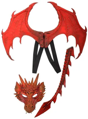 Deluxe Red Dragon Wings Mask and Tail Kit