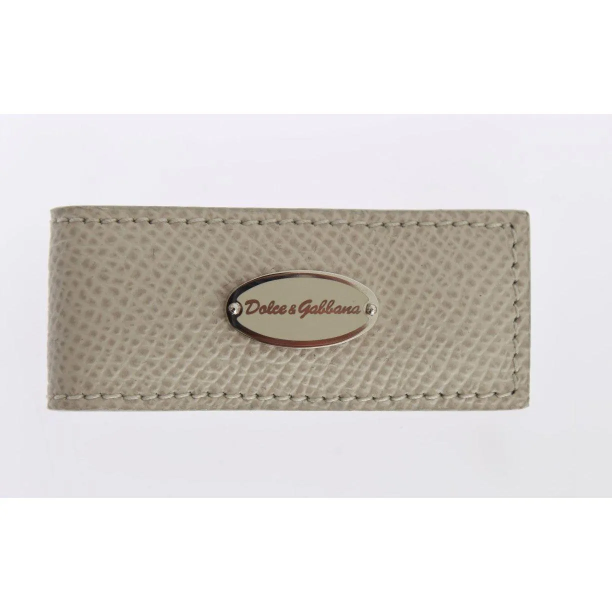 Dolce & Gabbana Elegant Beige Leather Money Clip