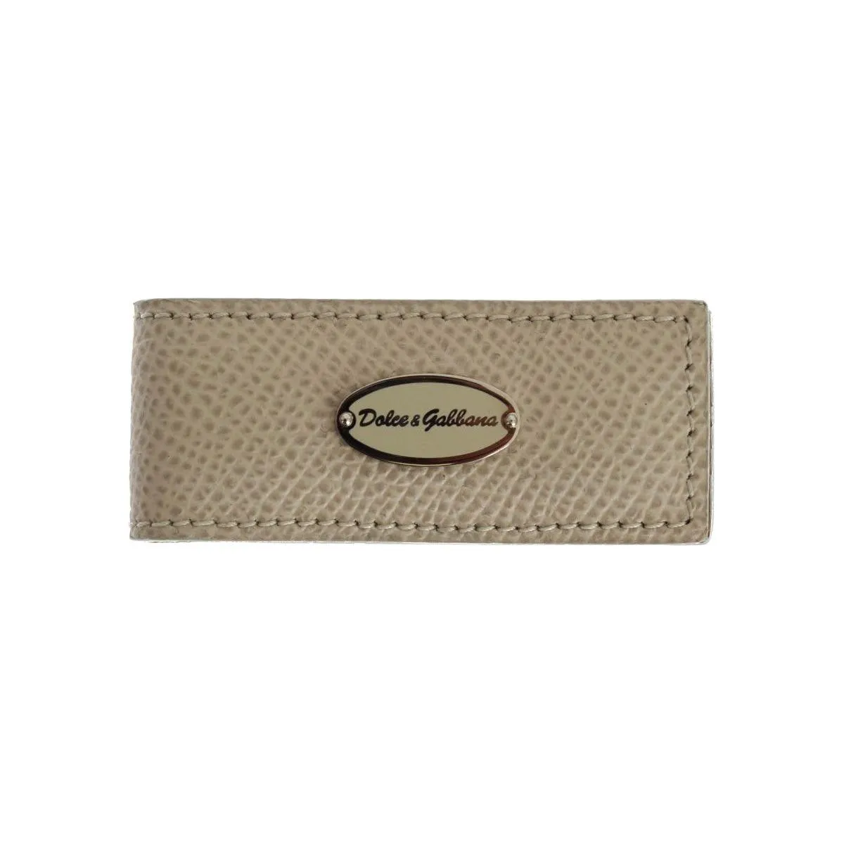 Dolce & Gabbana Elegant Beige Leather Money Clip