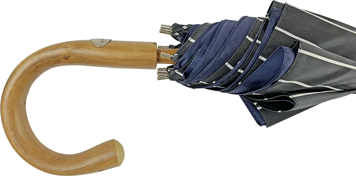 Double Cloth Men's Umbrella - Grey and blu Striped Design