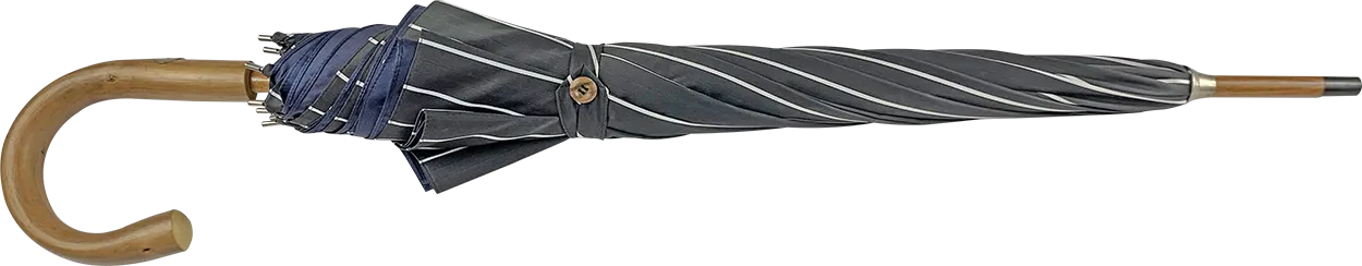 Double Cloth Men's Umbrella - Grey and blu Striped Design