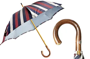 Double Cloth Men's Umbrella - Grey and Striped Design