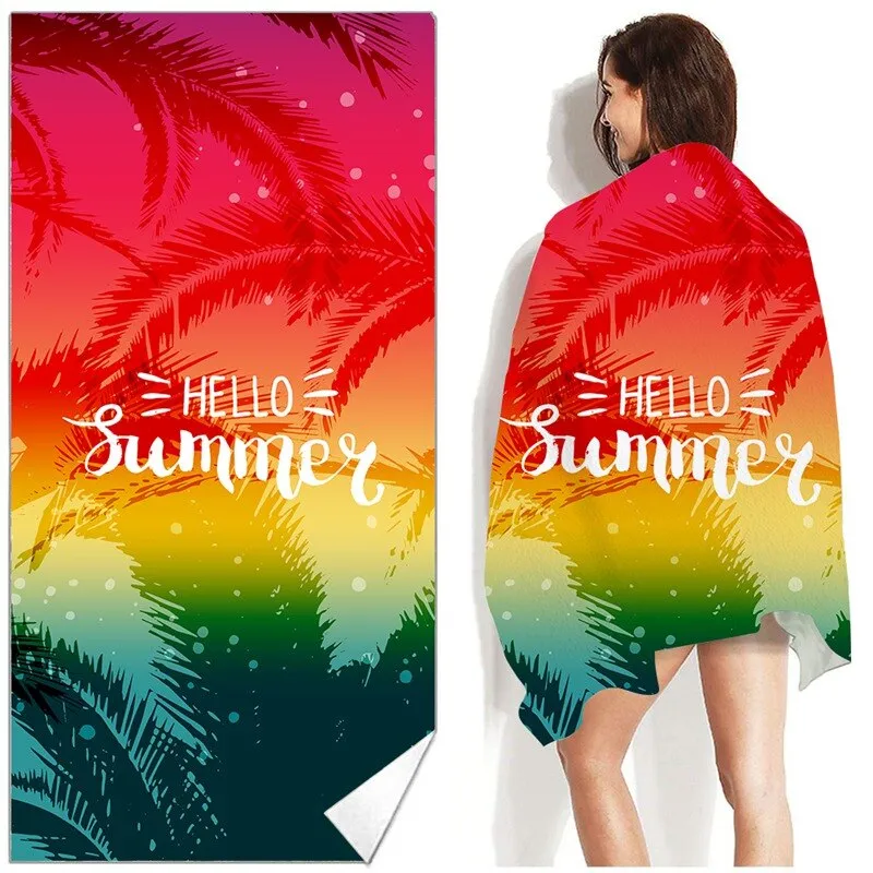 Elegant comfortable breathable beach towel female silk printed long skirt wrapped bikini covered sunscreen blanket