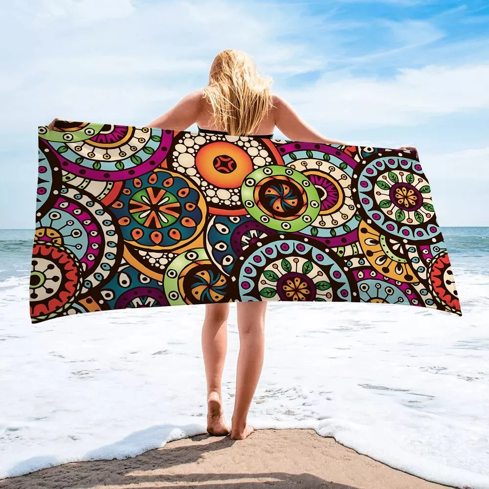 Elegant comfortable breathable beach towel female silk printed long skirt wrapped bikini covered sunscreen blanket