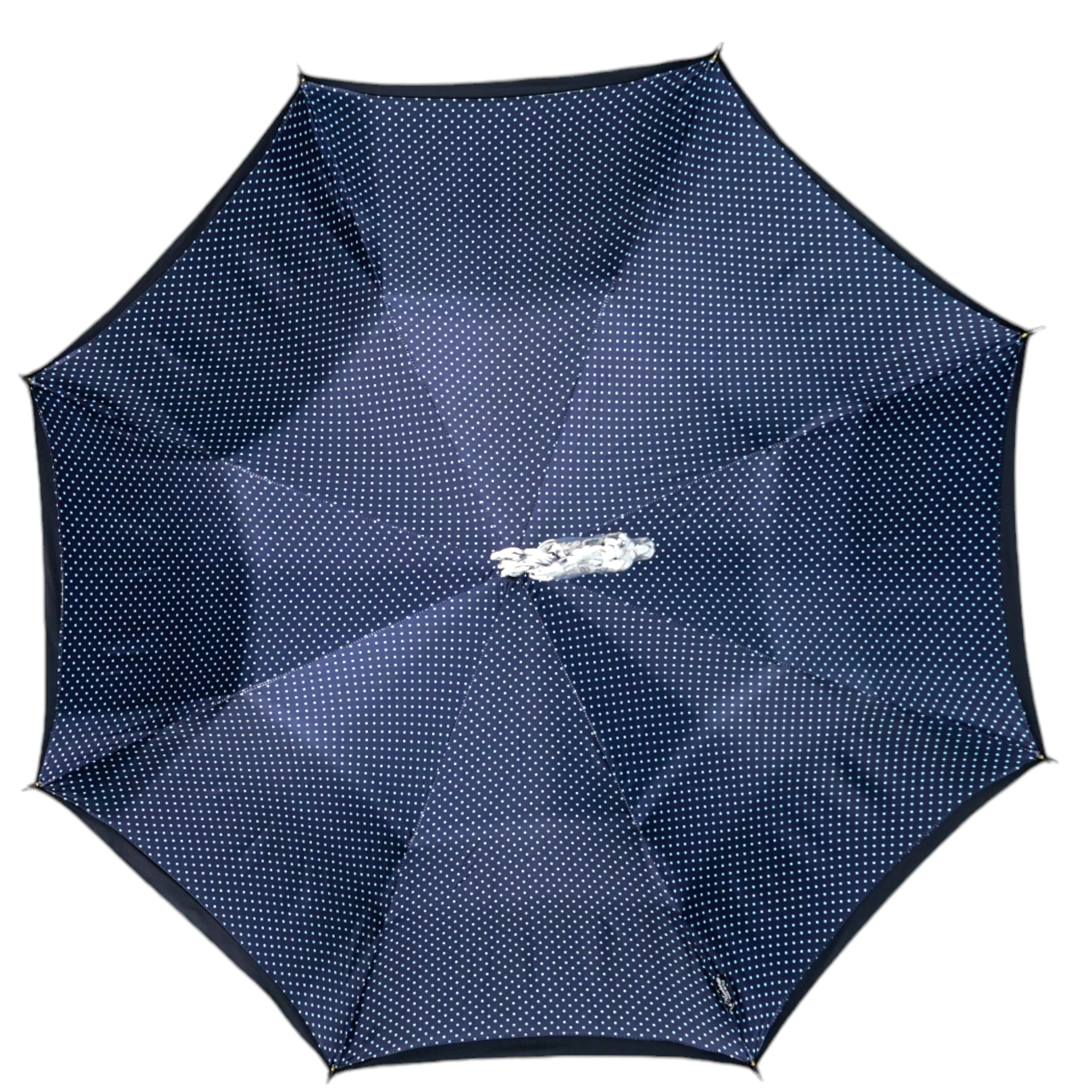 Elegant polka dot umbrella with silverplated horse handle