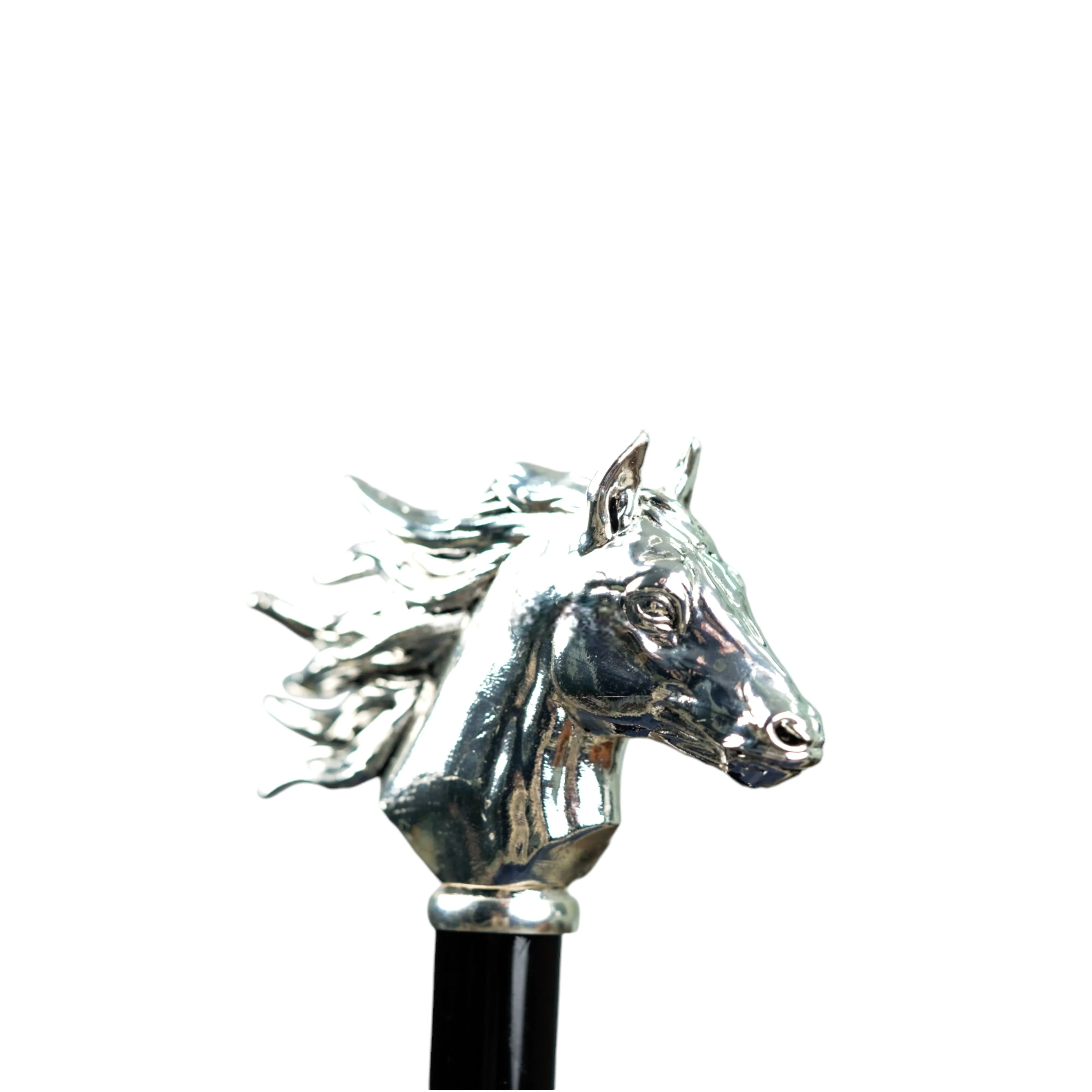 Elegant polka dot umbrella with silverplated horse handle