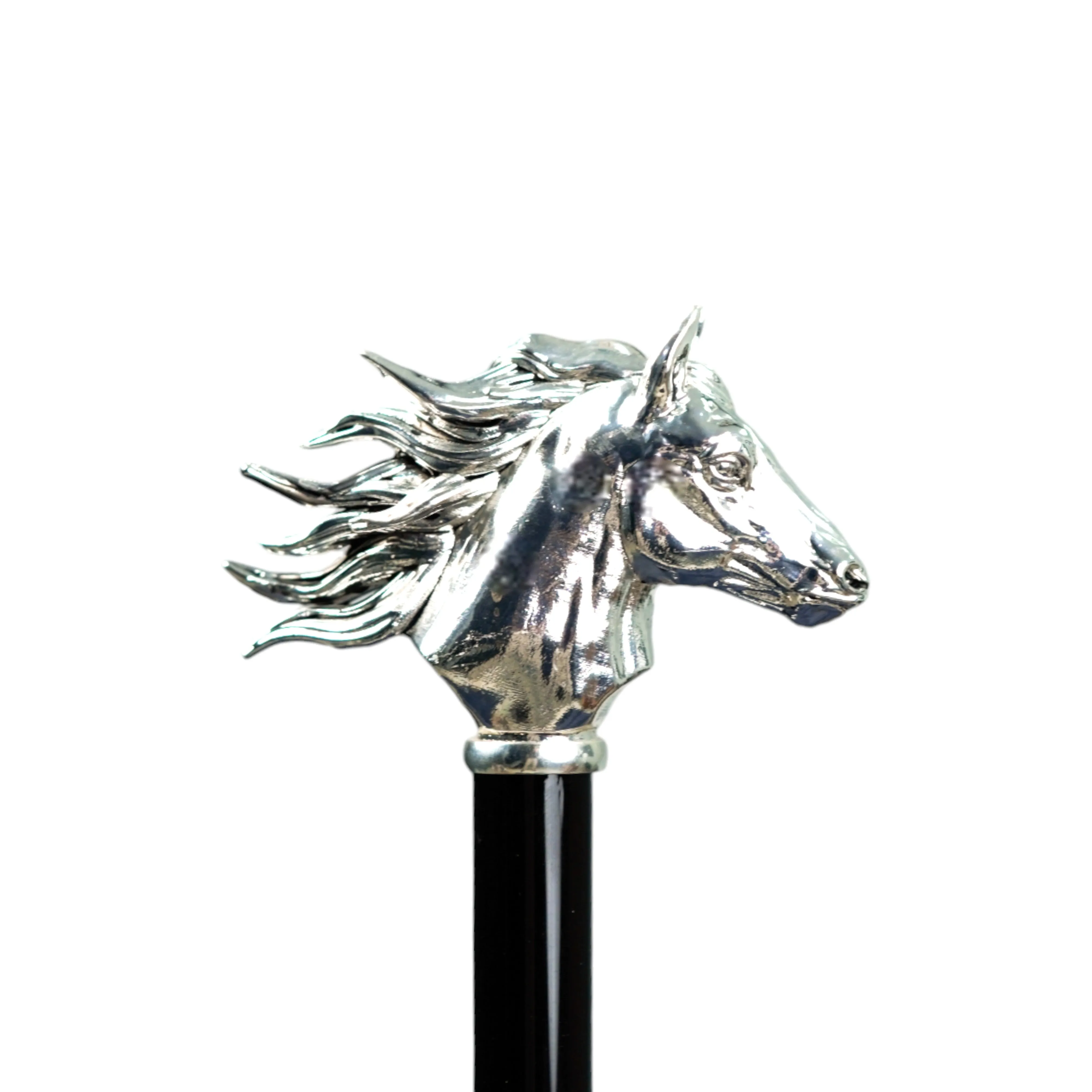 Elegant polka dot umbrella with silverplated horse handle