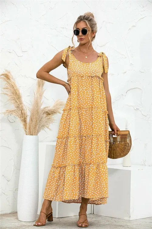 Fashion printed suspender dress