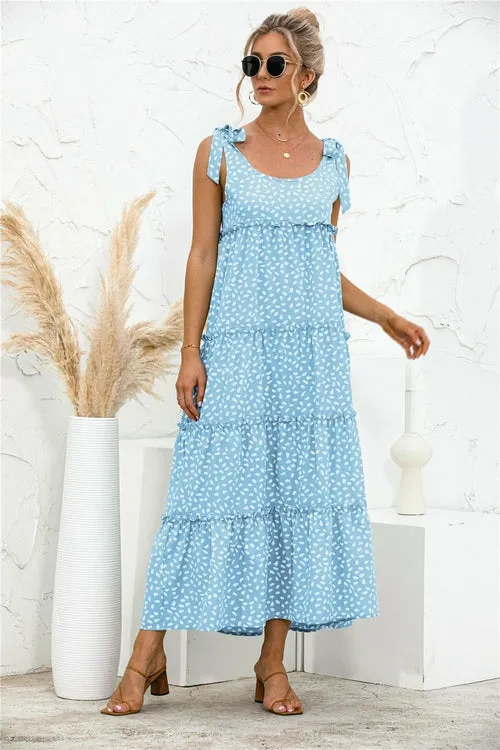 Fashion printed suspender dress